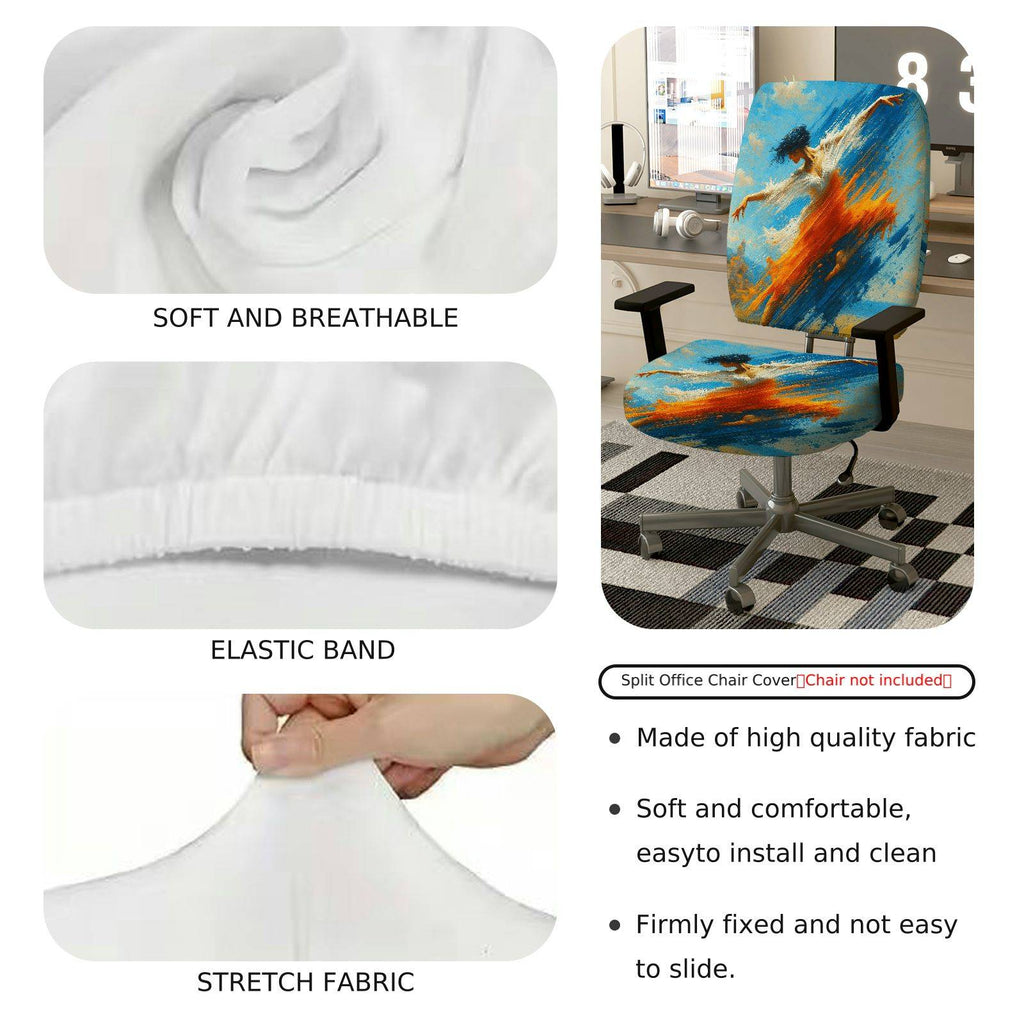 2-Piece Artistic Dance Abstract Colorful Creative Vibrant  Computer Chair Cover Set, Seat and Backrest