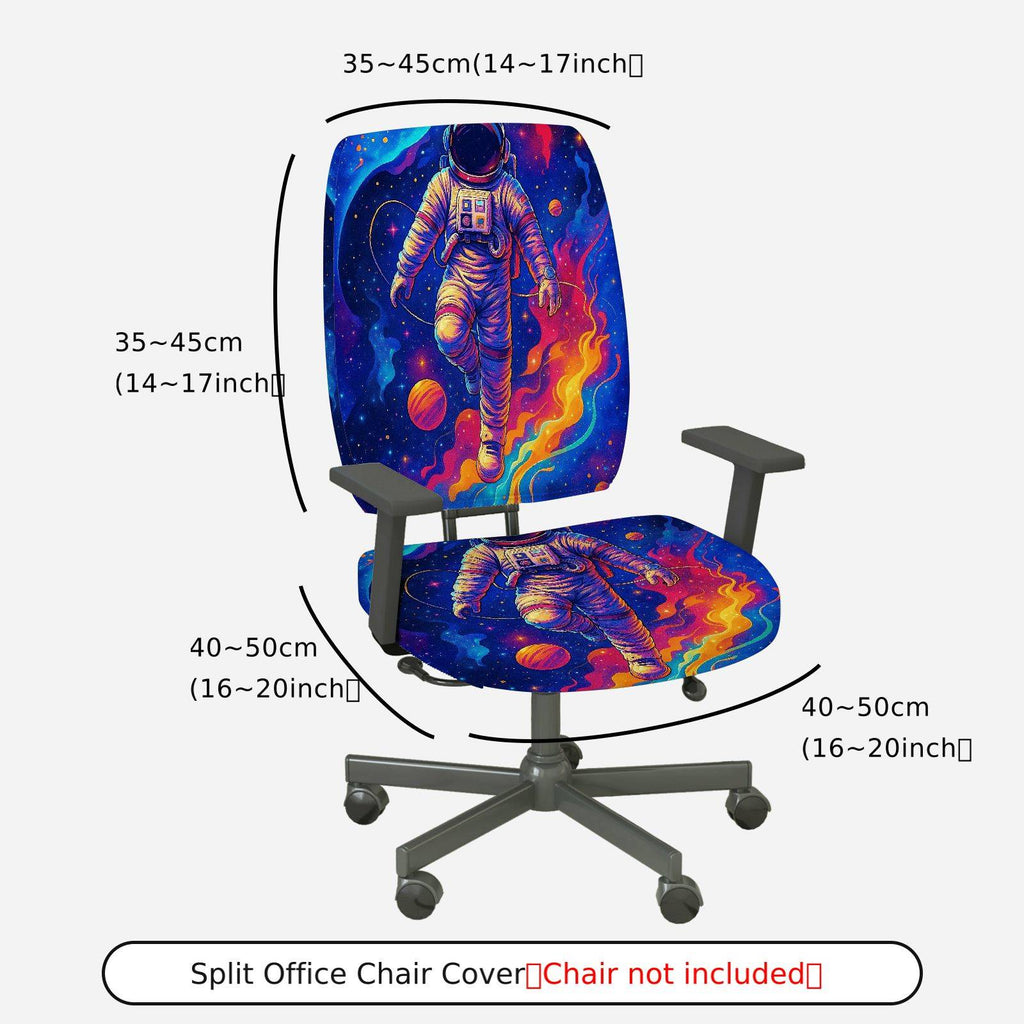 2-Piece Astronaut Galaxy Space Colorful Planet  Computer Chair Cover Set, Seat and Backrest