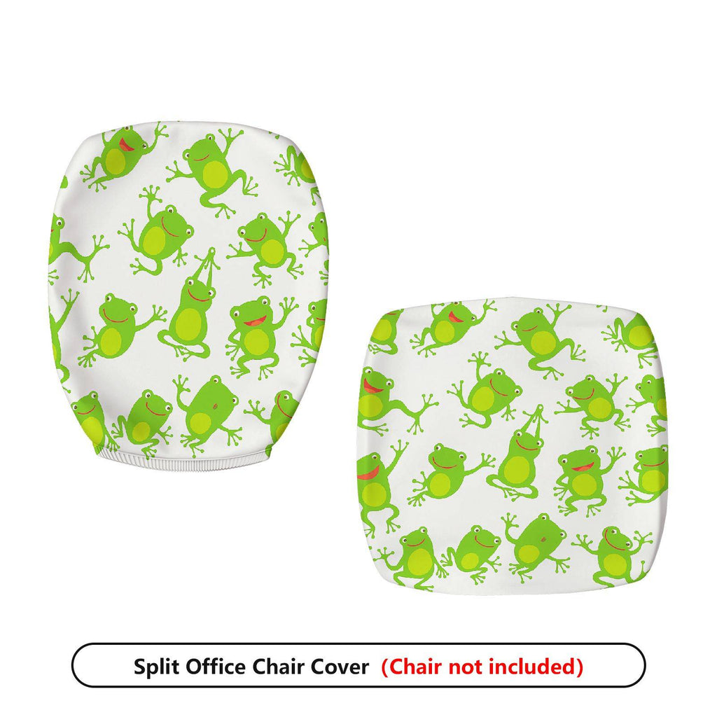 2-Piece Frog Green Animal Funny  Computer Chair Cover Set, Seat and Backrest