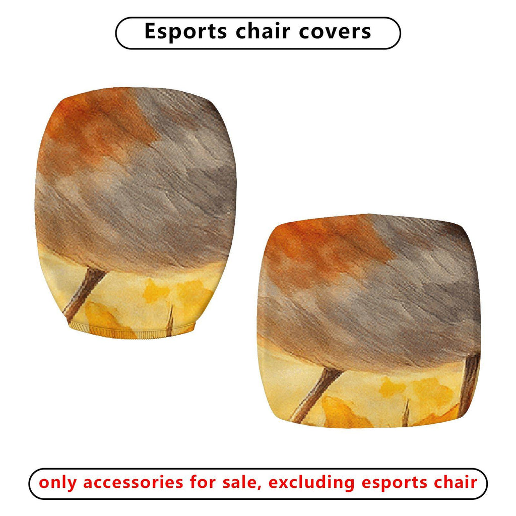 2-Piece Autumn Bird Mushroom Nature Artistic  Computer Chair Cover Set, Seat and Backrest