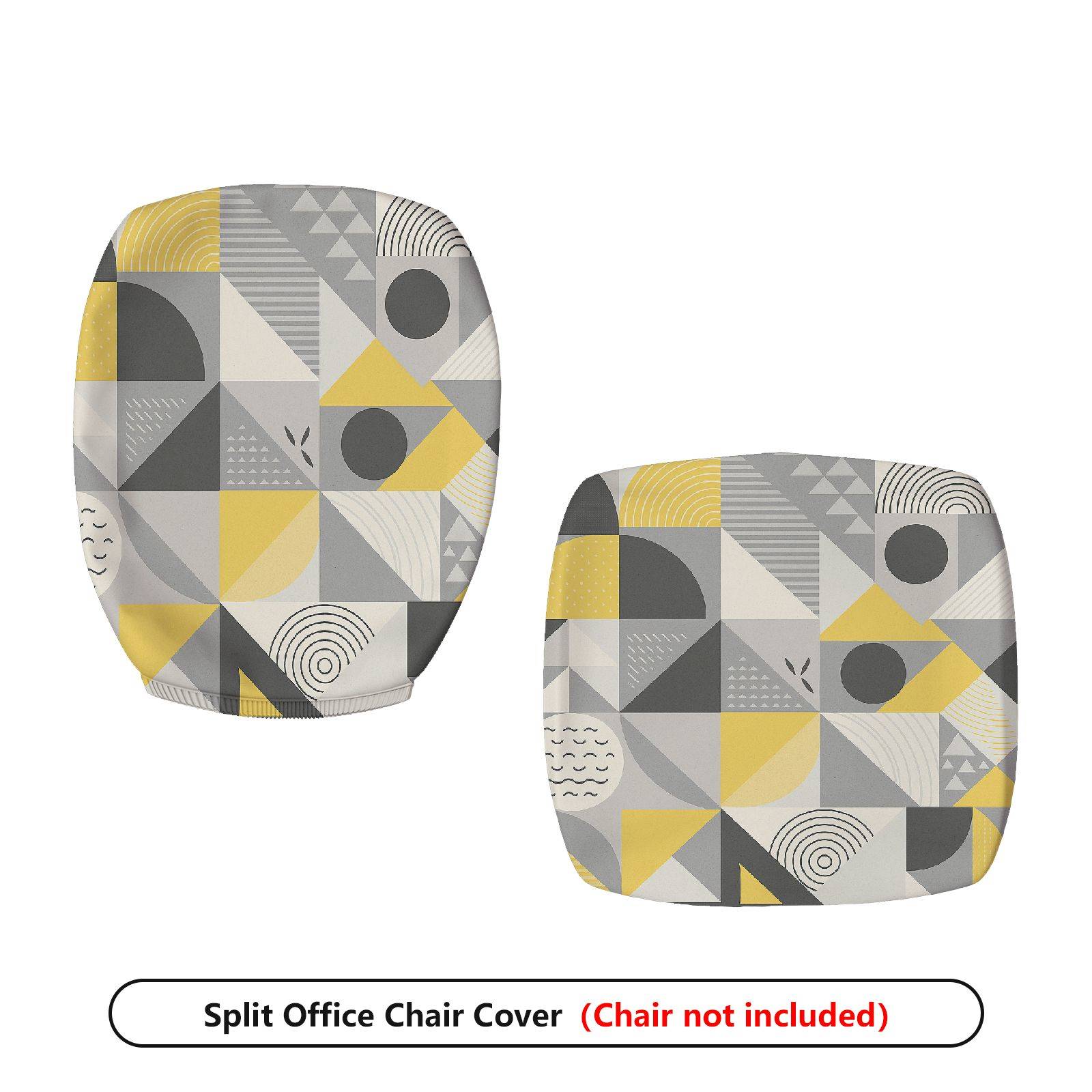 2-Piece Modern Geometric Colorful Stylish Artistic  Computer Chair Cover Set, Seat and Backrest