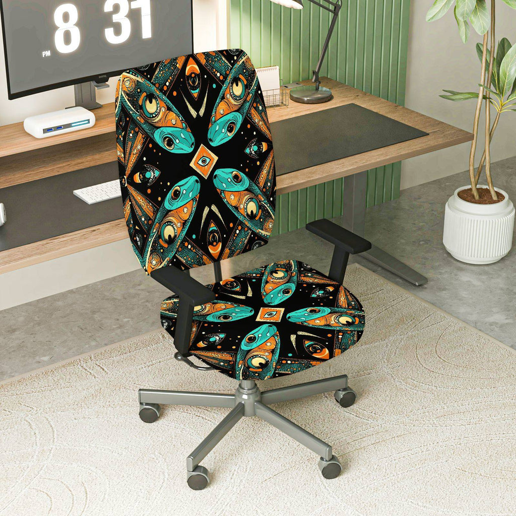 2-Piece Decorative Colorful Geometric Abstract Pattern  Computer Chair Cover Set, Seat and Backrest