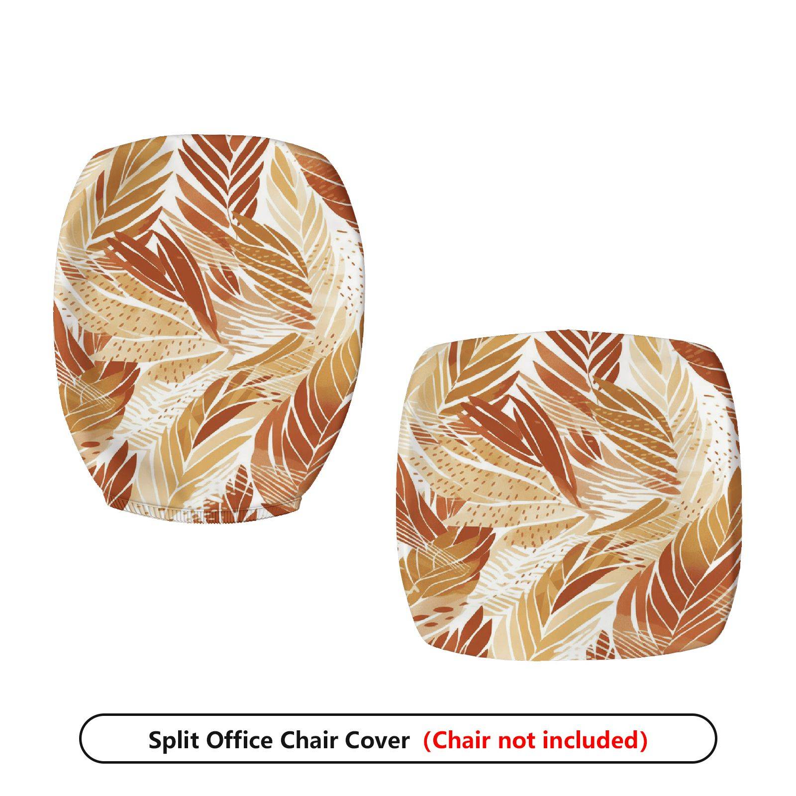 2-Piece Autumn Tropical Leaves Pattern Decorative  Computer Chair Cover Set, Seat and Backrest