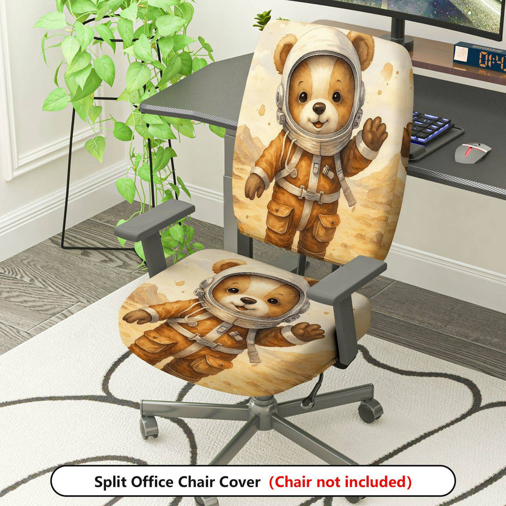 2-Piece astronaut bear adventure space novelty  Computer Chair Cover Set, Seat and Backrest