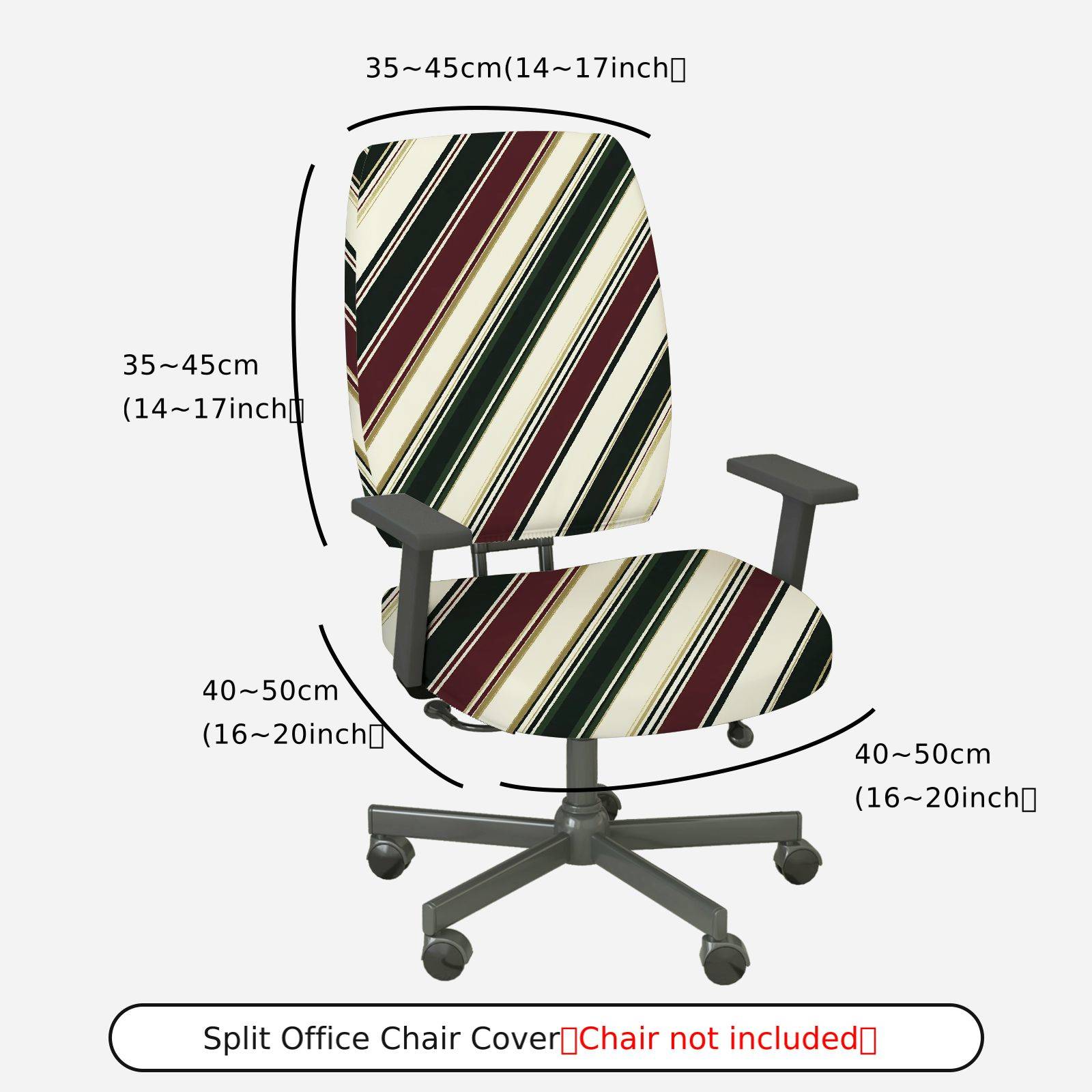 2-Piece Striped Colorful Geometric Modern Stylish  Computer Chair Cover Set, Seat and Backrest
