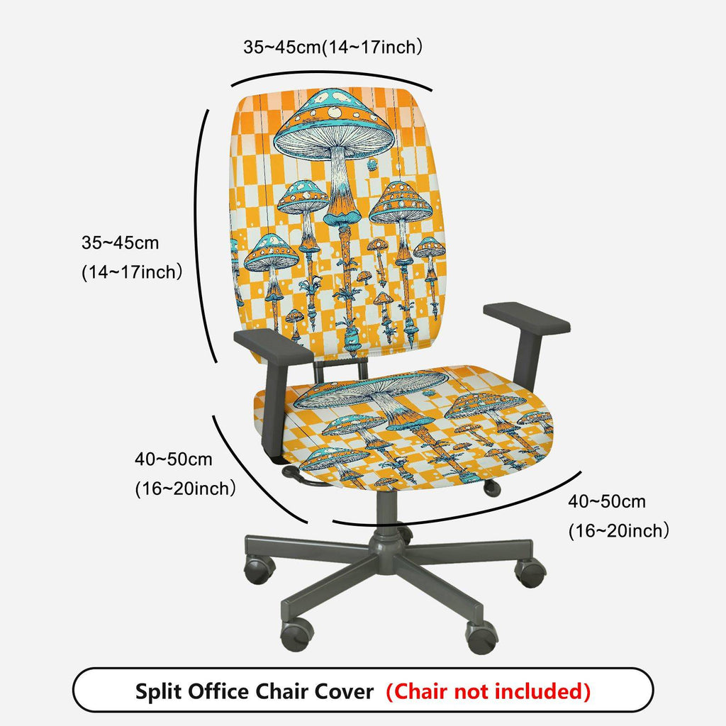 2-Piece Funky Colorful Geometric Mushroom Nature Art  Computer Chair Cover Set, Seat and Backrest