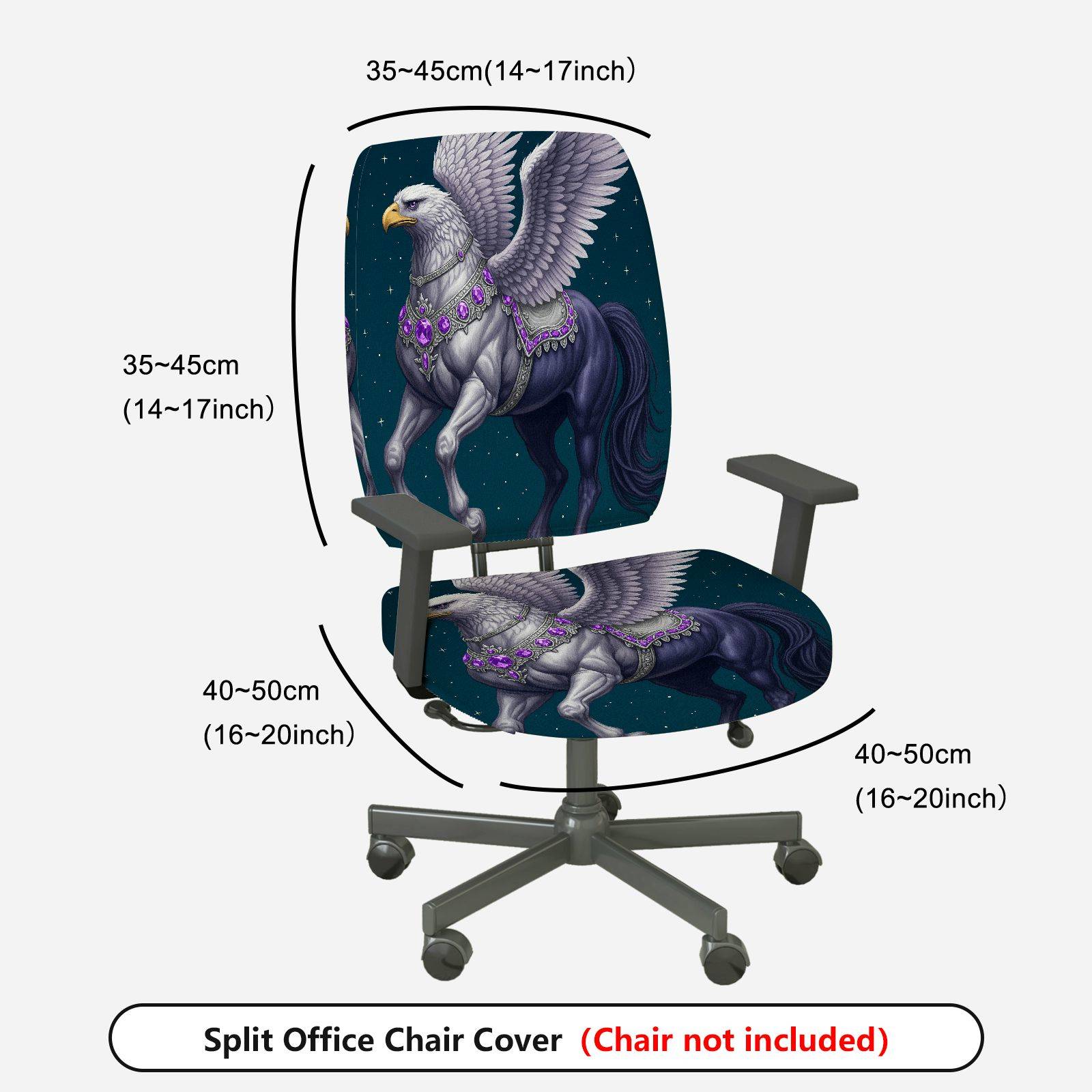 2-Piece Mythical Griffin Fantasy Animal Art Magic Starry Night  Computer Chair Cover Set, Seat and Backrest