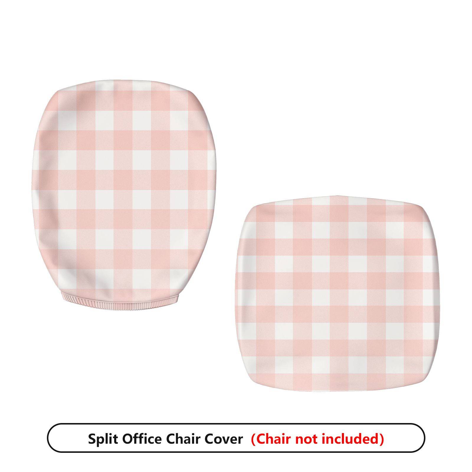 2-Piece Pink Plaid Checkered Pattern Modern  Computer Chair Cover Set, Seat and Backrest