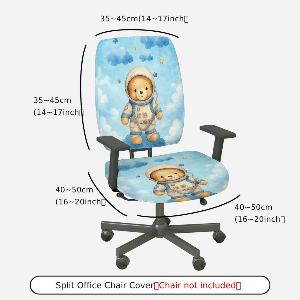2-Piece Astronaut Bear Cloud Star Sky  Computer Chair Cover Set, Seat and Backrest