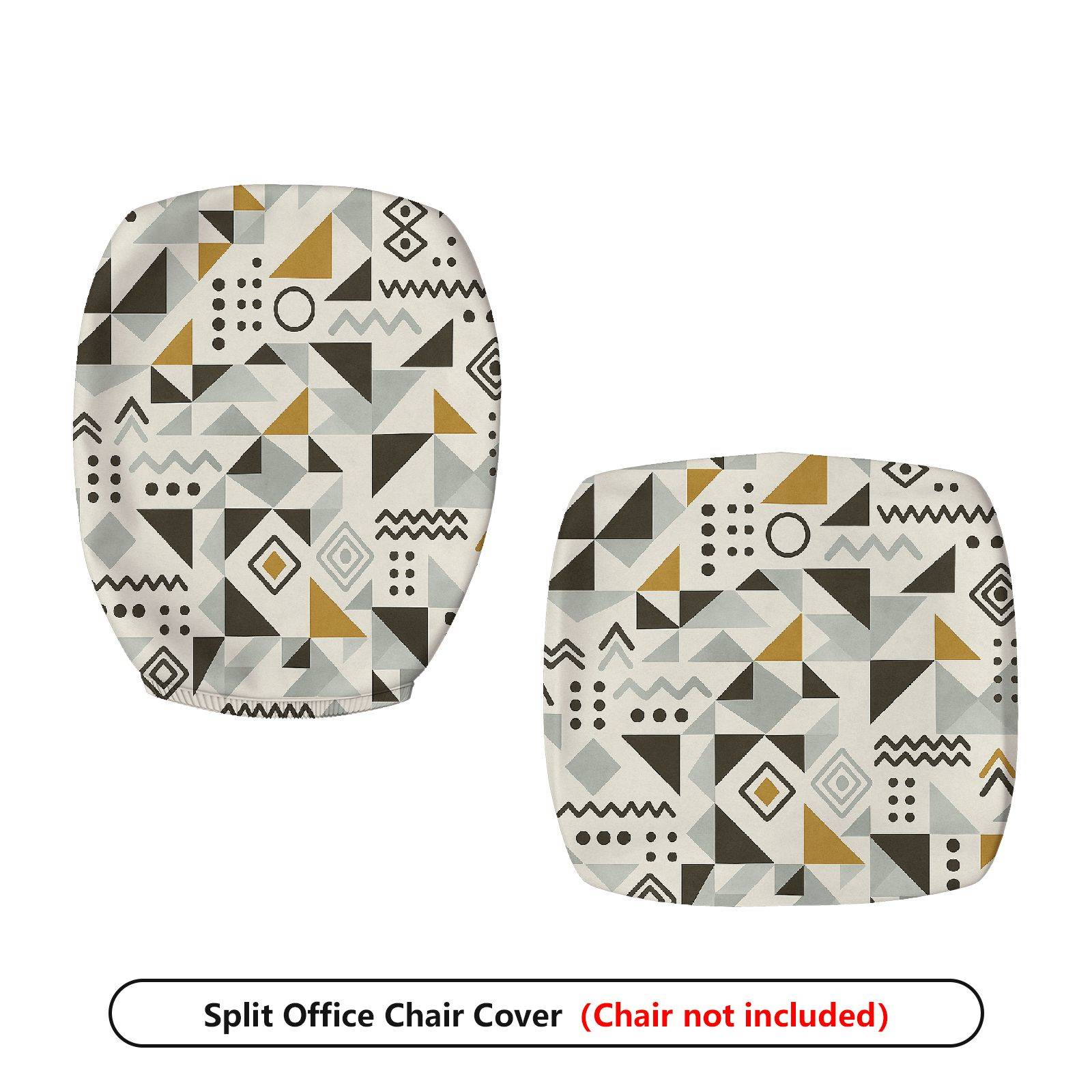 2-Piece Geometric Abstract Modern Stylish  Computer Chair Cover Set, Seat and Backrest