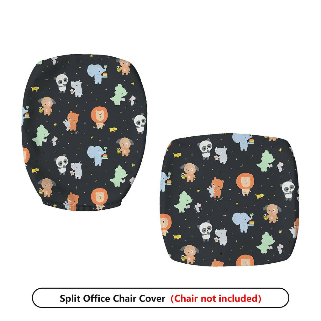 2-Piece Animal Cute  Computer Chair Cover Set, Seat and Backrest