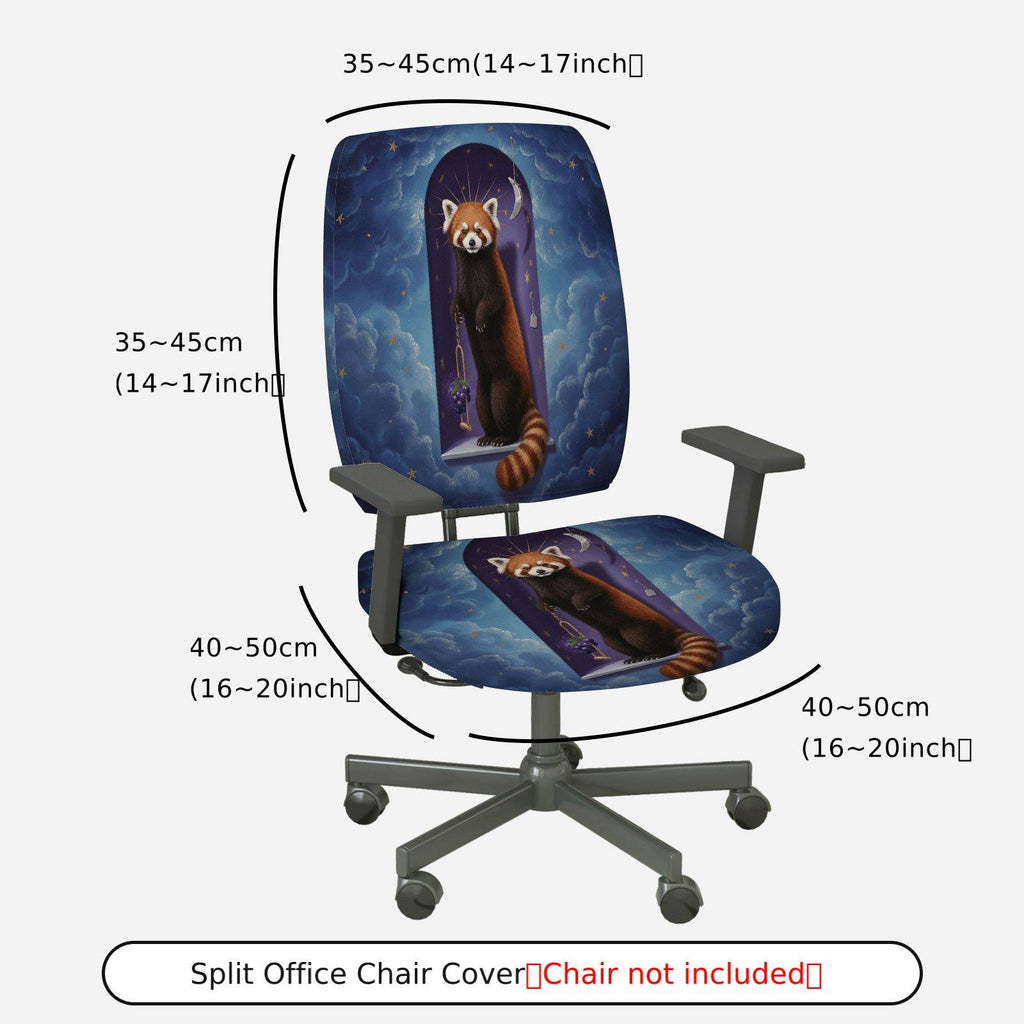 2-Piece Animal Night Sky Moon Red Panda  Computer Chair Cover Set, Seat and Backrest