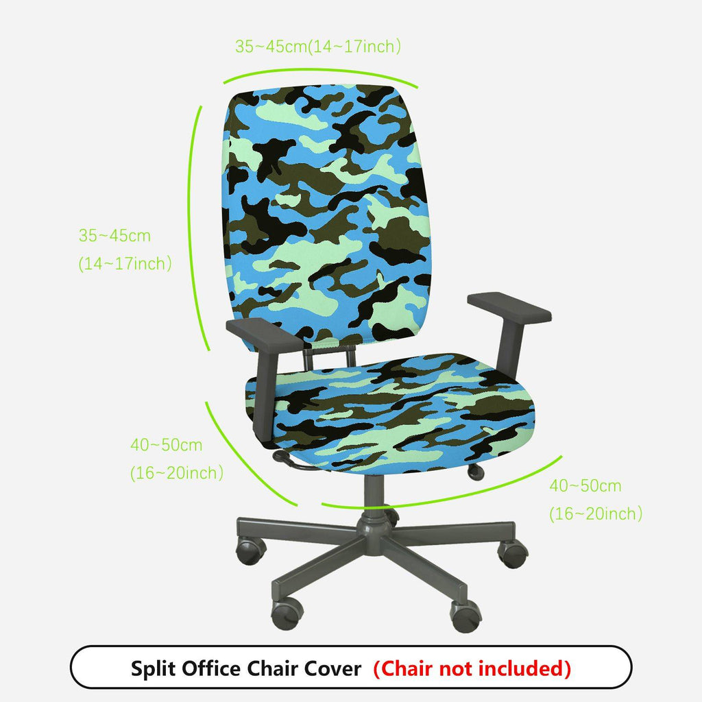 2-Piece Camouflage Green Blue Black  Computer Chair Cover Set, Seat and Backrest