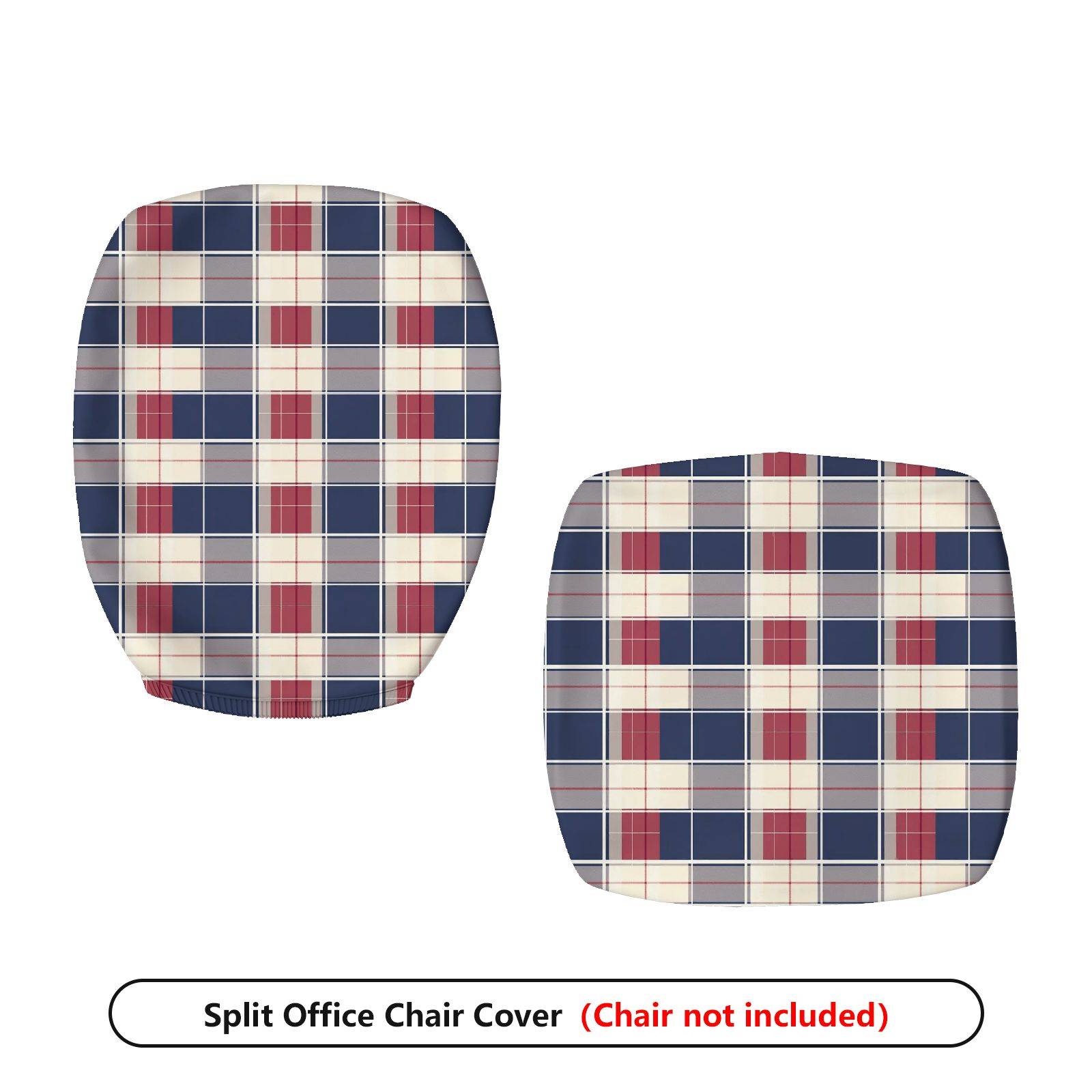 2-Piece Plaid Tartan Checkered Geometric Classic  Computer Chair Cover Set, Seat and Backrest