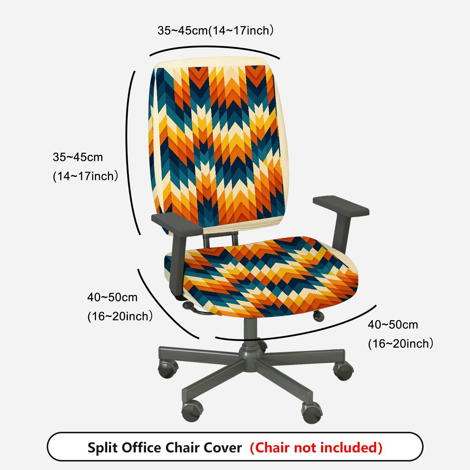 2-Piece Colorful Geometric Wave Pattern  Computer Chair Cover Set, Seat and Backrest