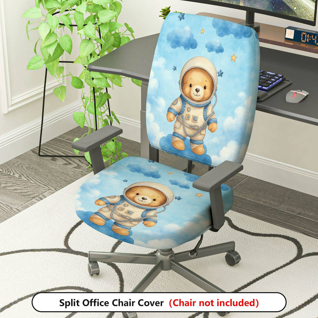 2-Piece Astronaut Bear Cloud Star Sky  Computer Chair Cover Set, Seat and Backrest