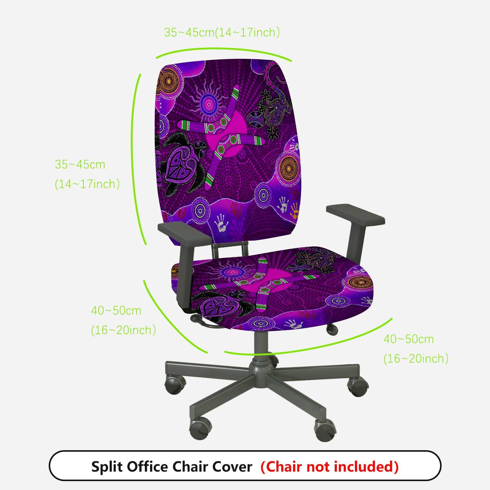 2-Piece Geometric Abstract Artistic Purple Pattern Festival  Computer Chair Cover Set, Seat and Backrest