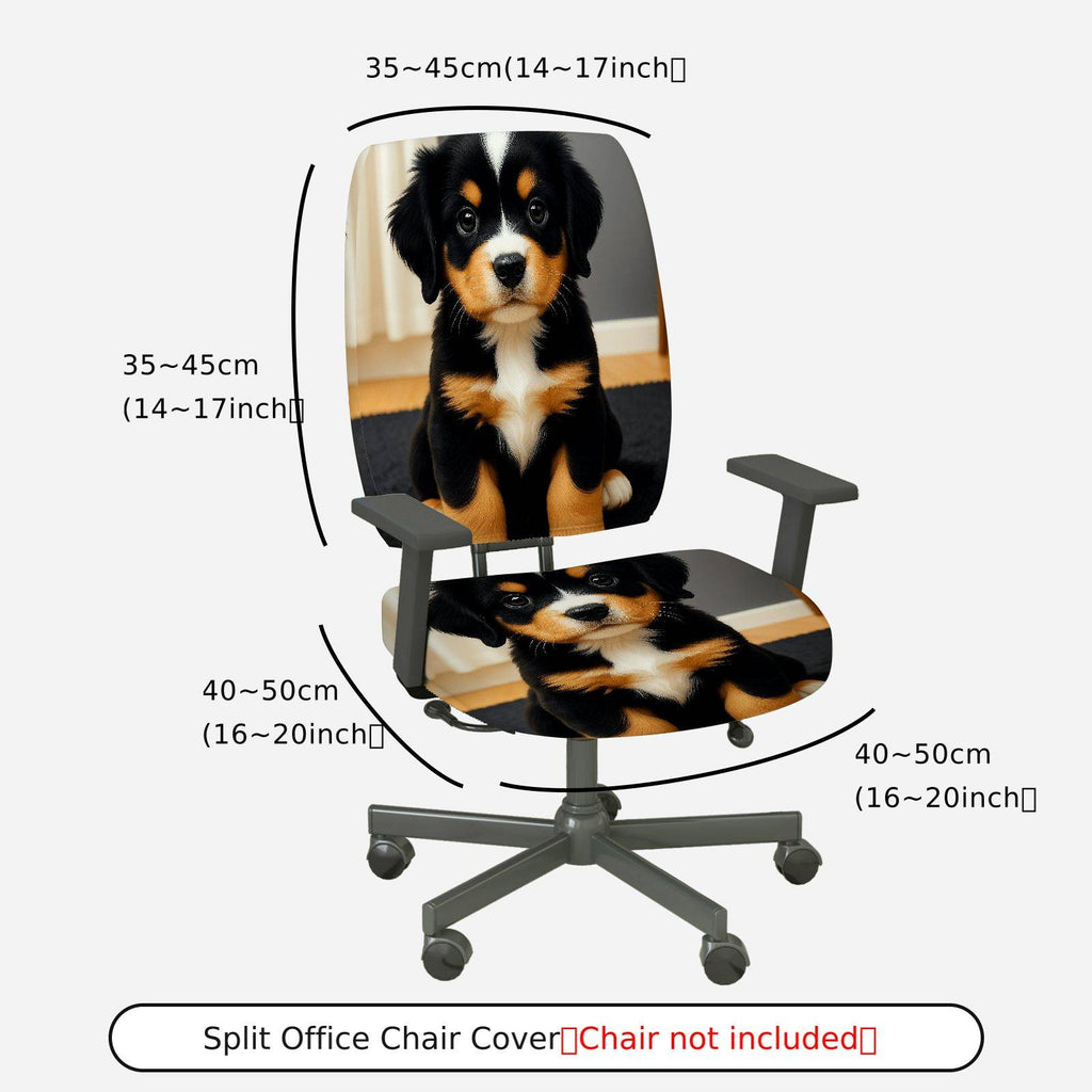 2-Piece Adorable Puppy Animal Design  Computer Chair Cover Set, Seat and Backrest