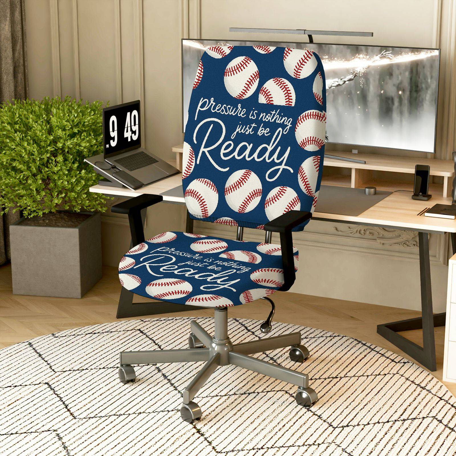 2-Piece Baseball Motivational Inspirational Sport  Computer Chair Cover Set, Seat and Backrest