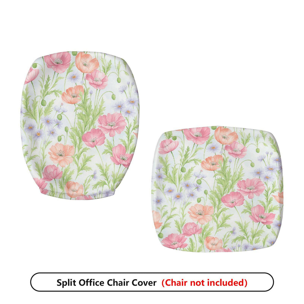 2-Piece Floral Blossom Pastel Spring Garden  Computer Chair Cover Set, Seat and Backrest
