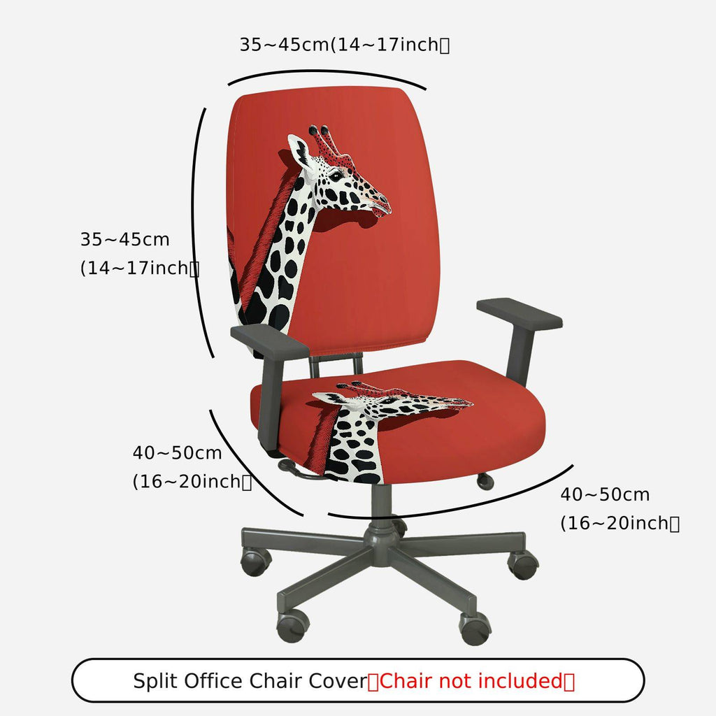 2-Piece Animal Giraffe Red Stylish Fun Home  Computer Chair Cover Set, Seat and Backrest