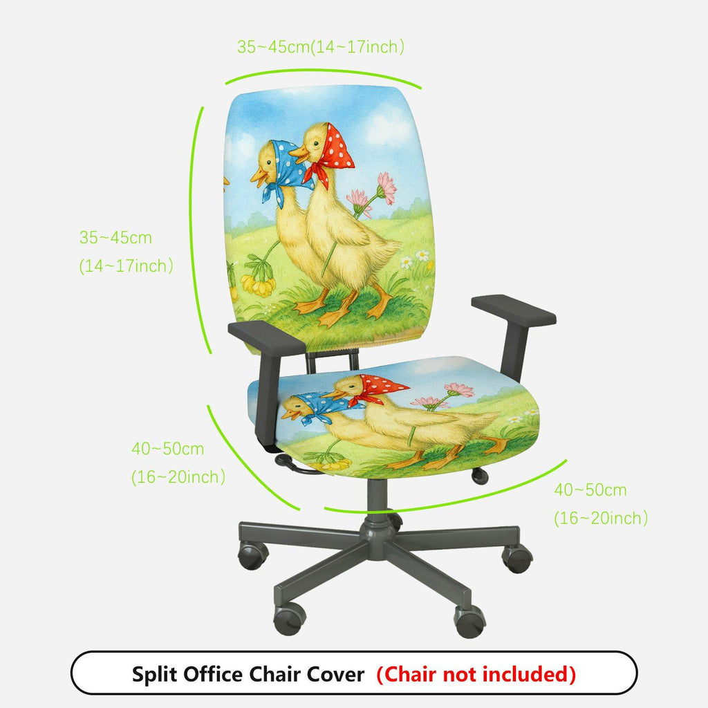 2-Piece Animal Spring Floral Cute Decorative  Computer Chair Cover Set, Seat and Backrest