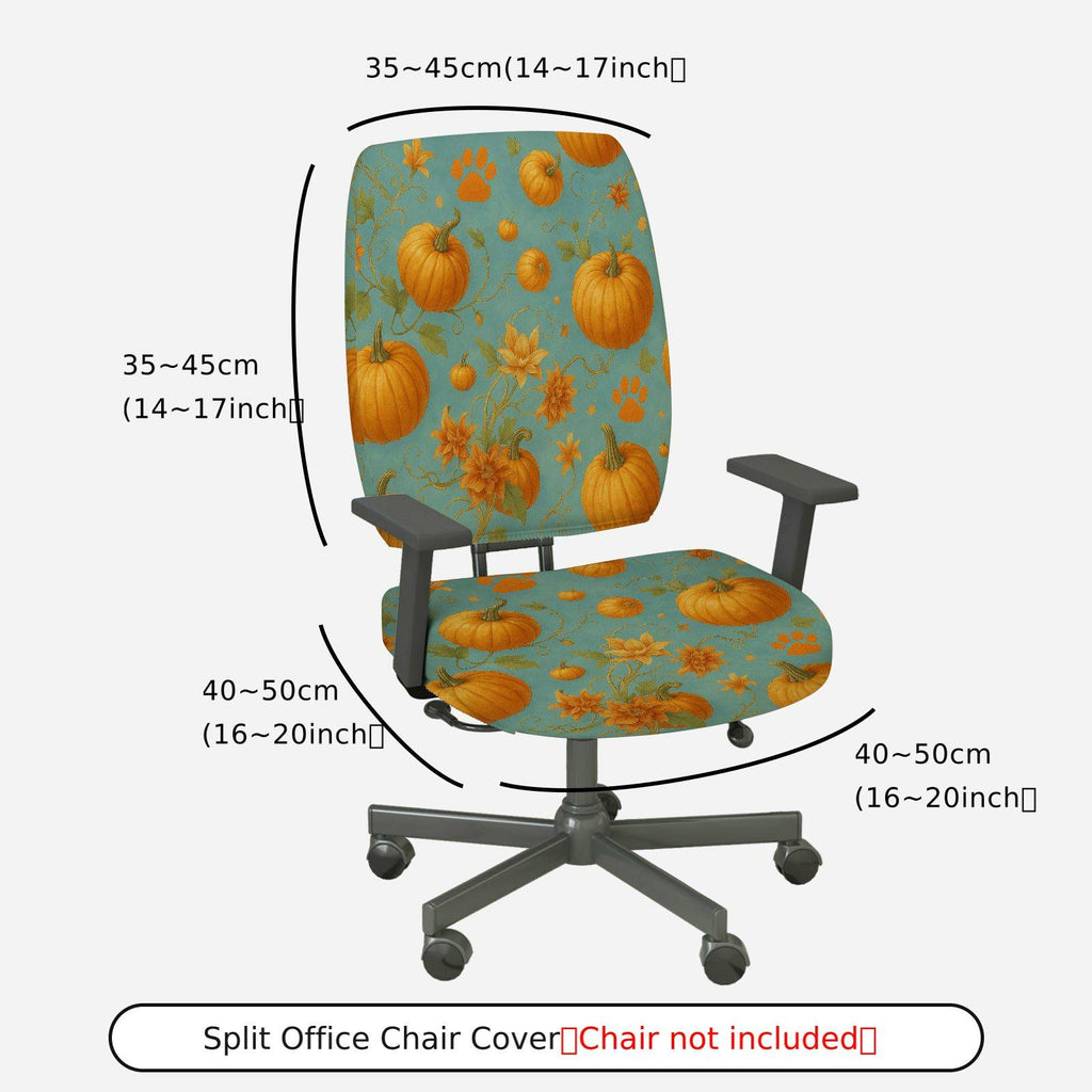 2-Piece Autumn Pumpkin Leaves Festive Decorative  Computer Chair Cover Set, Seat and Backrest