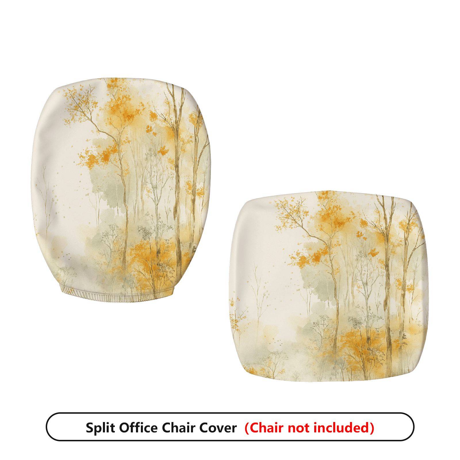 2-Piece Autumn Scenic Forest Tree Artistic  Computer Chair Cover Set, Seat and Backrest