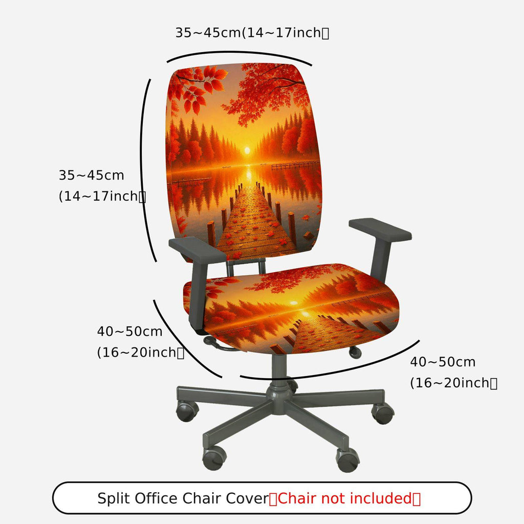 2-Piece Autumn Sunset Scenic Nature Landscape Beauty  Computer Chair Cover Set, Seat and Backrest