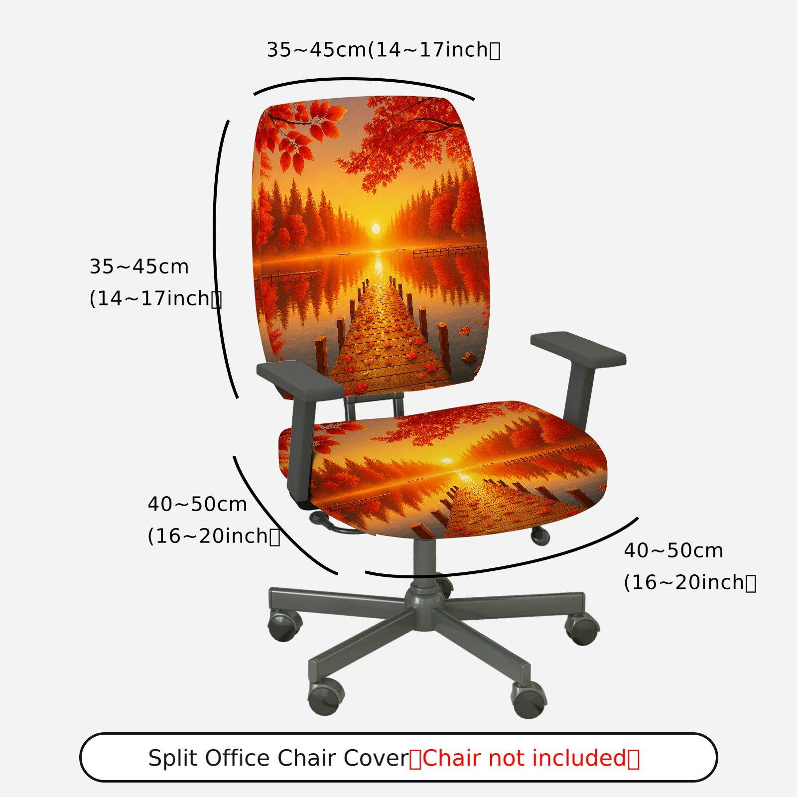 2-Piece Autumn Sunset Scenic Nature Landscape Beauty  Computer Chair Cover Set, Seat and Backrest