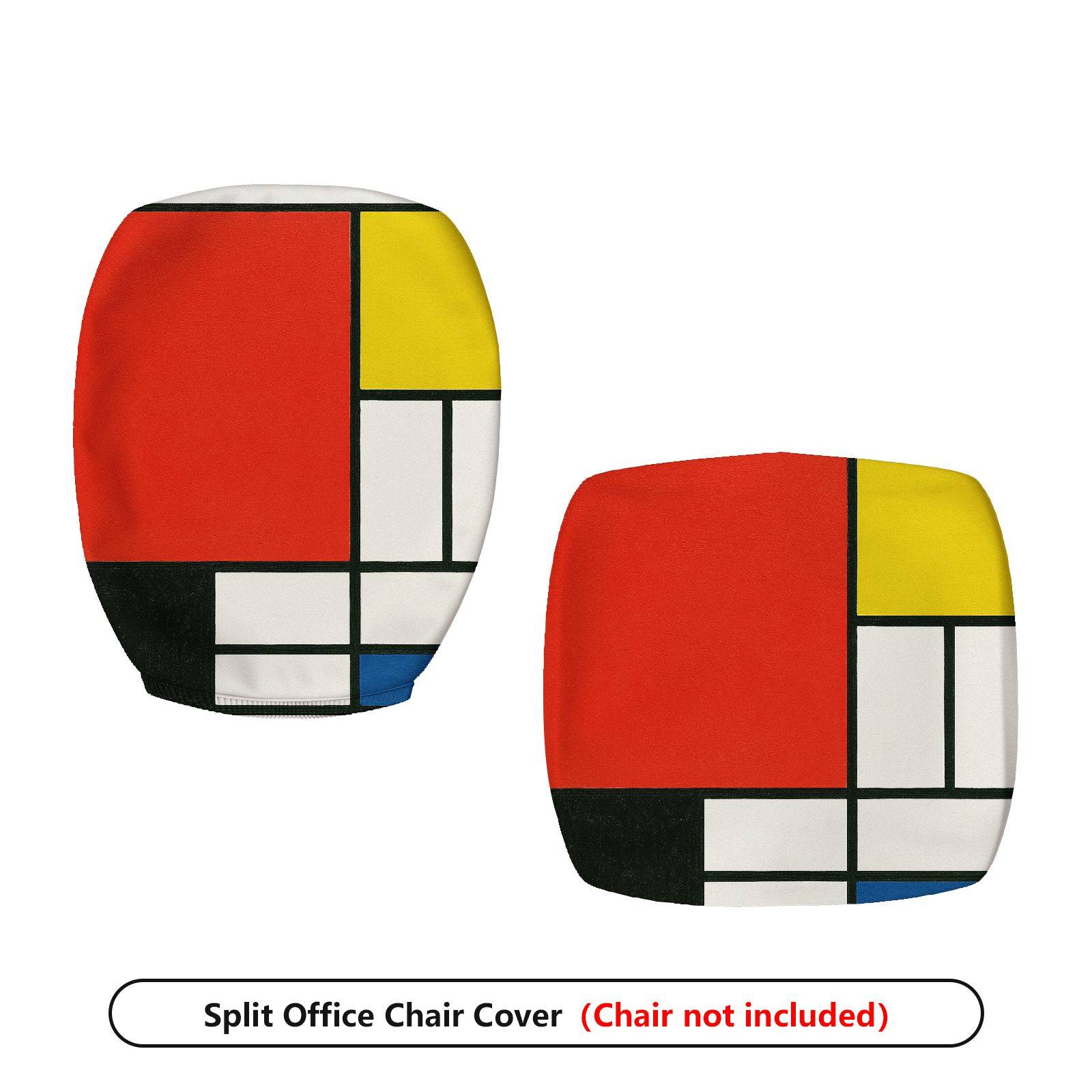 2-Piece Abstract Geometric Modern Colorful Artistic Design  Computer Chair Cover Set, Seat and Backrest
