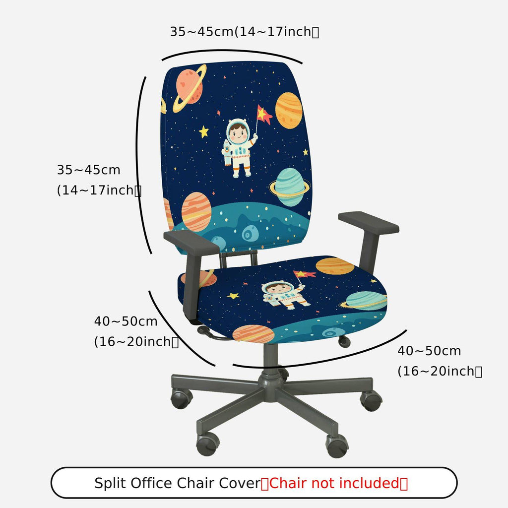 2-Piece Astronaut Space Planet Galaxy Stars  Computer Chair Cover Set, Seat and Backrest