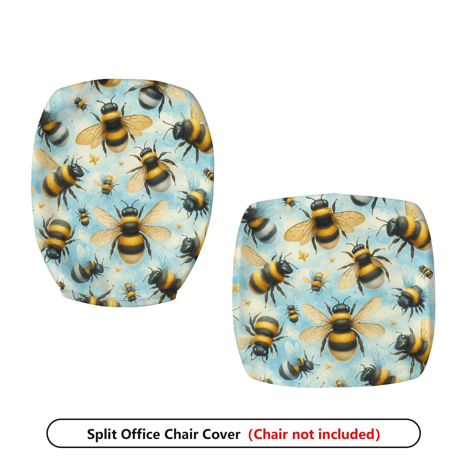 2-Piece Animal Nature Pattern Bee  Computer Chair Cover Set, Seat and Backrest