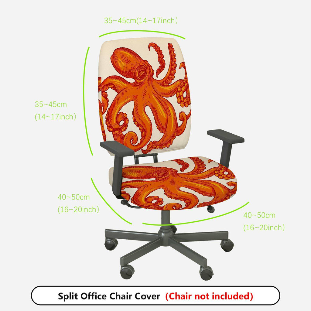 2-Piece Animal Octopus Nautical Fun Vibrant  Computer Chair Cover Set, Seat and Backrest