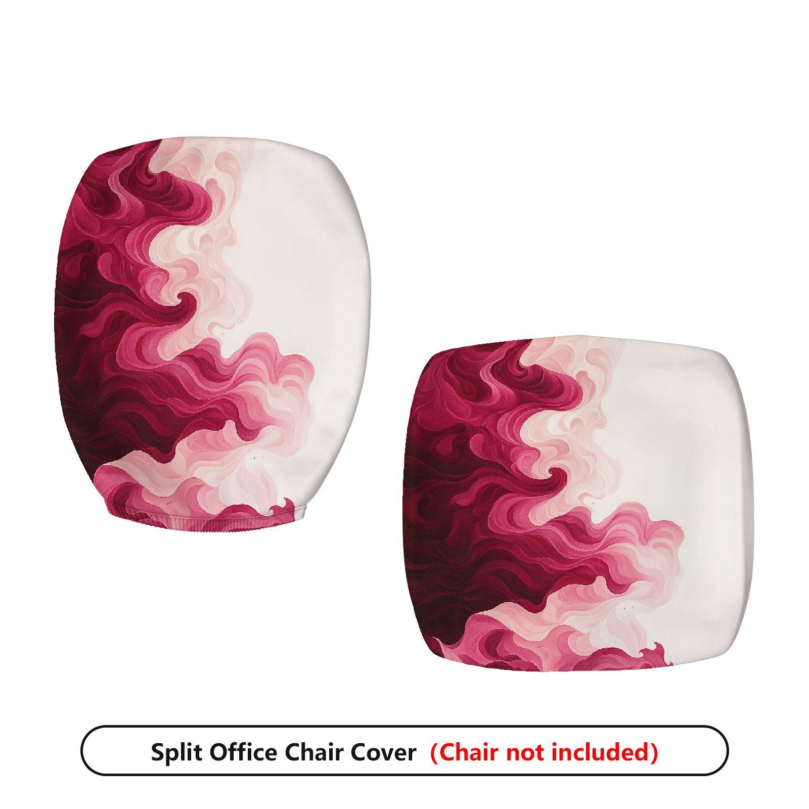 2-Piece Abstract Swirl Marble Red Modern  Computer Chair Cover Set, Seat and Backrest