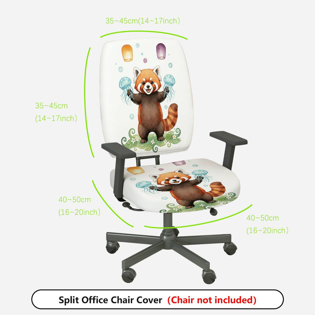 2-Piece Animal Red Panda Jellyfish Lantern  Computer Chair Cover Set, Seat and Backrest