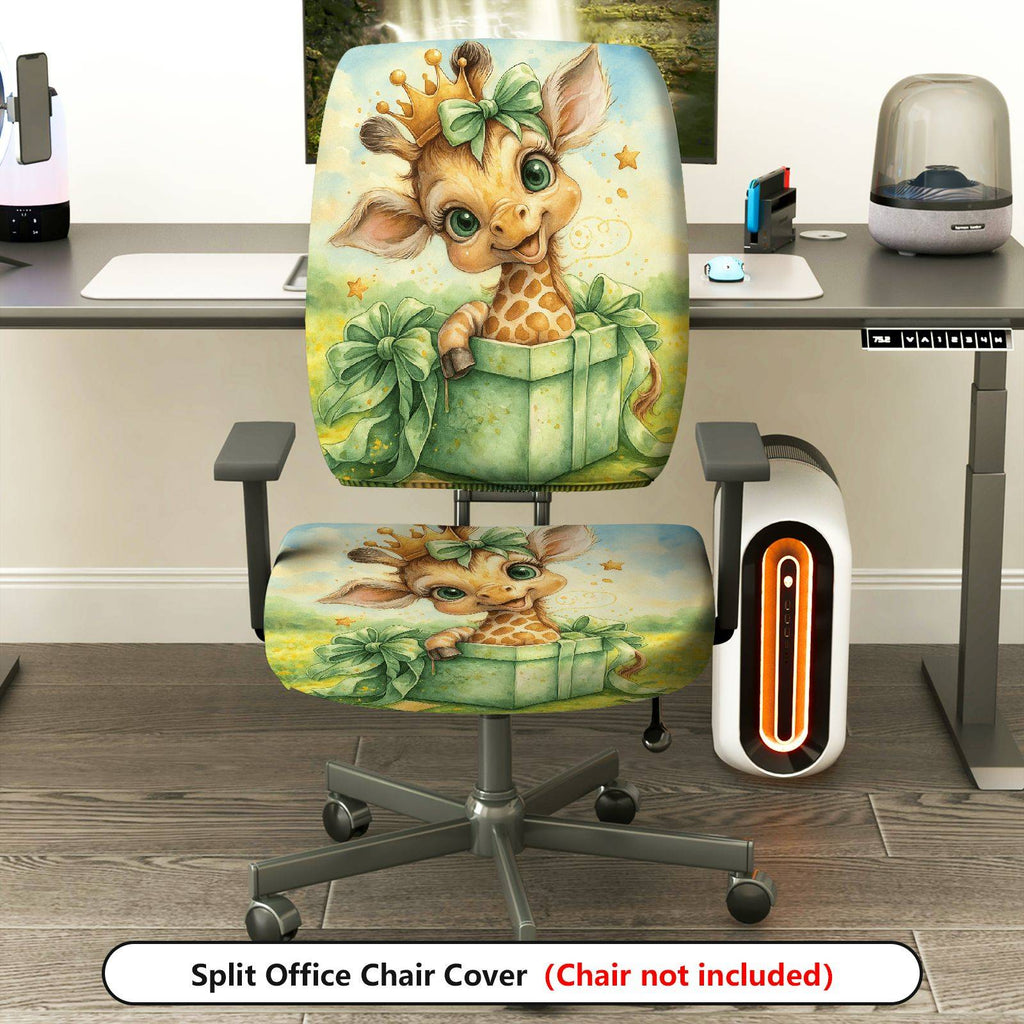2-Piece Animal Star Gift Crown  Computer Chair Cover Set, Seat and Backrest