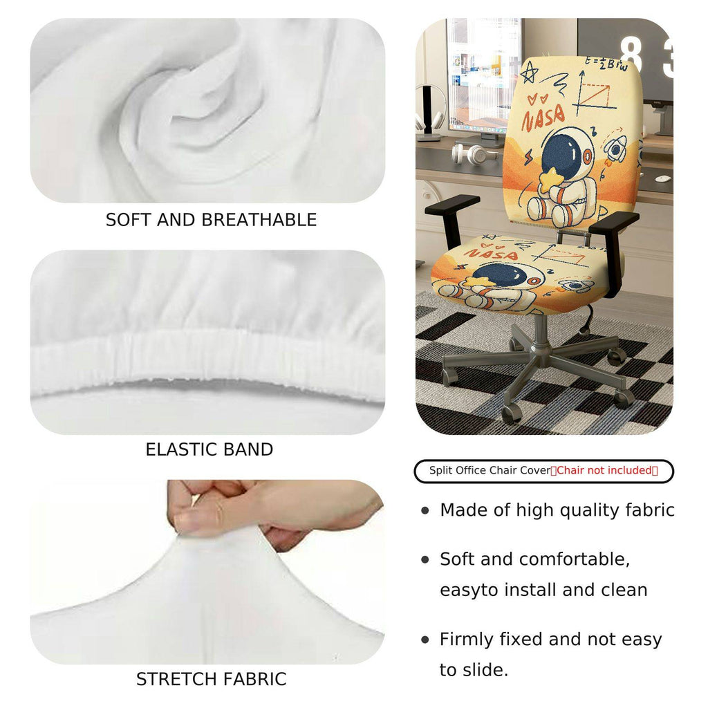 2-Piece Astronaut Space Rocket NASA Star  Computer Chair Cover Set, Seat and Backrest