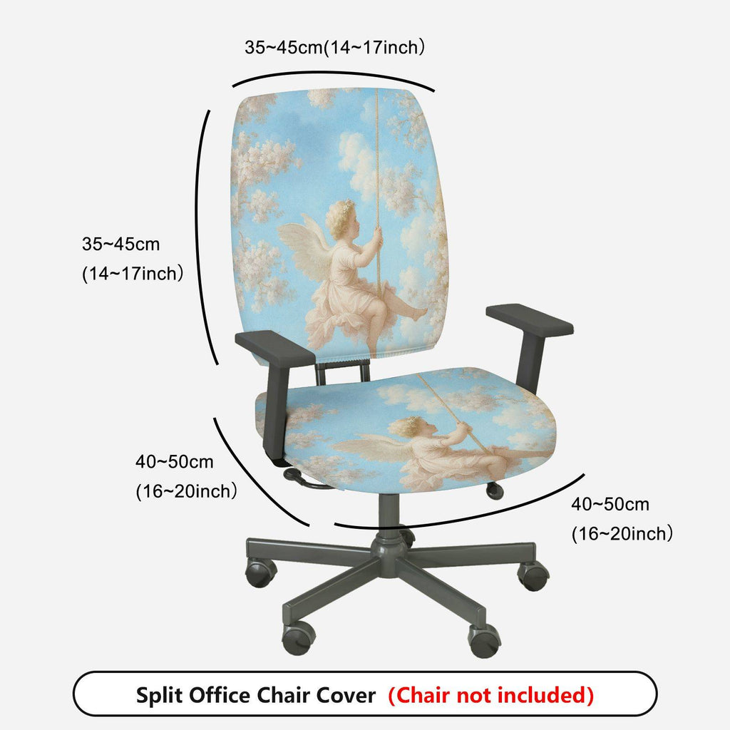 2-Piece Angel Swing Cloud Sky Art Aesthetic  Computer Chair Cover Set, Seat and Backrest