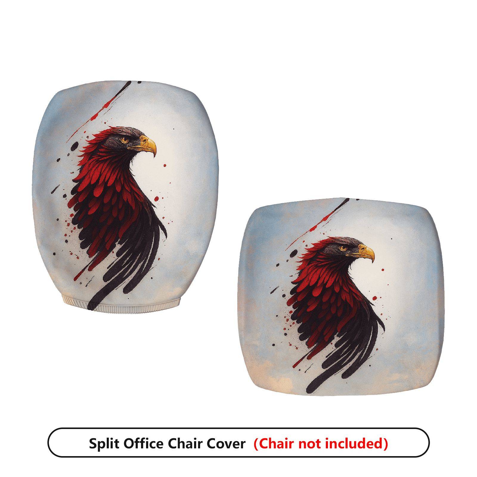 2-Piece American Eagle Art Splatter Style Pattern  Computer Chair Cover Set, Seat and Backrest