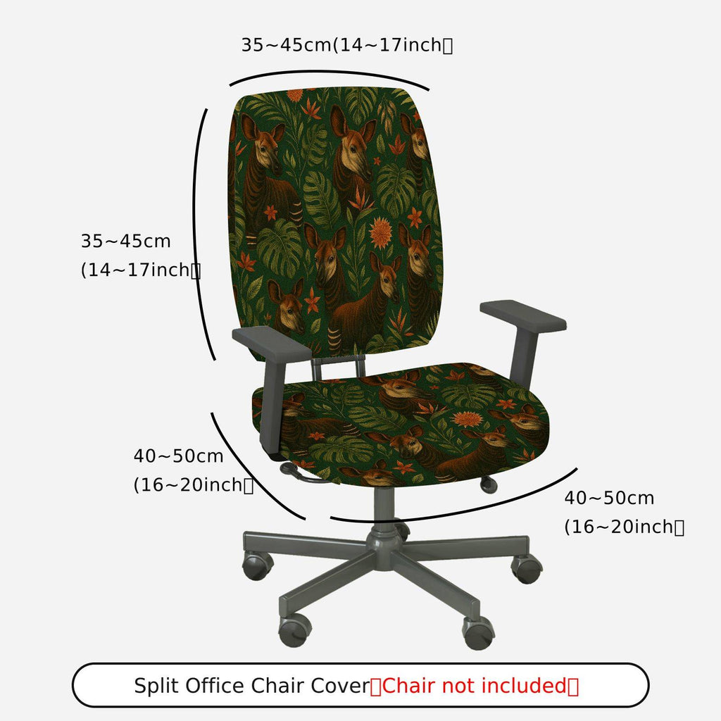 2-Piece Animal Floral Jungle Plant Nature  Computer Chair Cover Set, Seat and Backrest