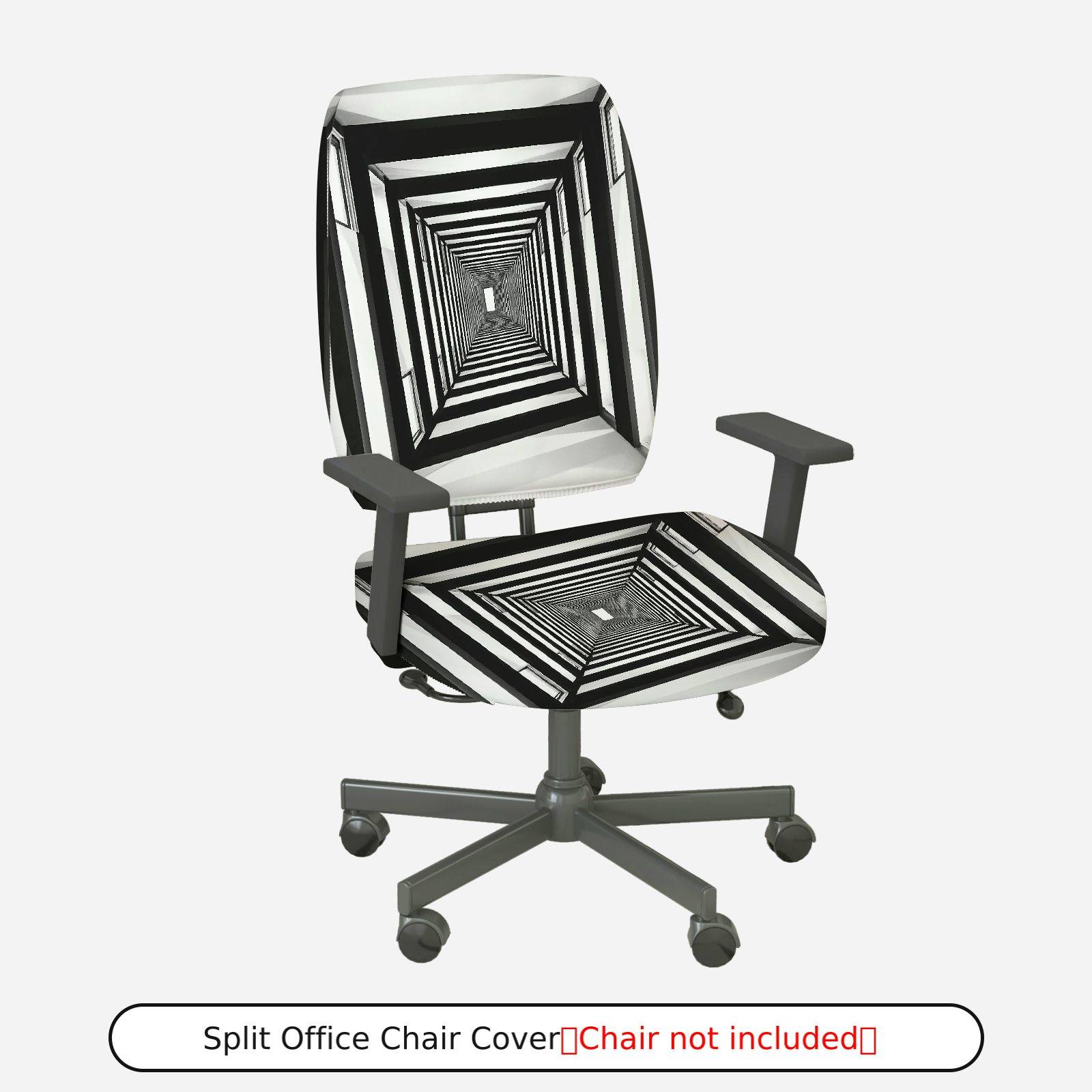 2-Piece Optical Illusion Geometric Modern Art Creative Home Decor  Computer Chair Cover Set, Seat and Backrest