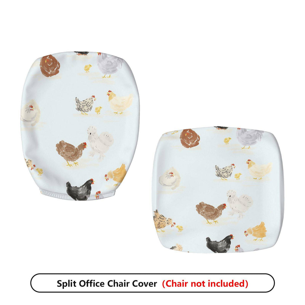 2-Piece Animal Chicken Print  Computer Chair Cover Set, Seat and Backrest