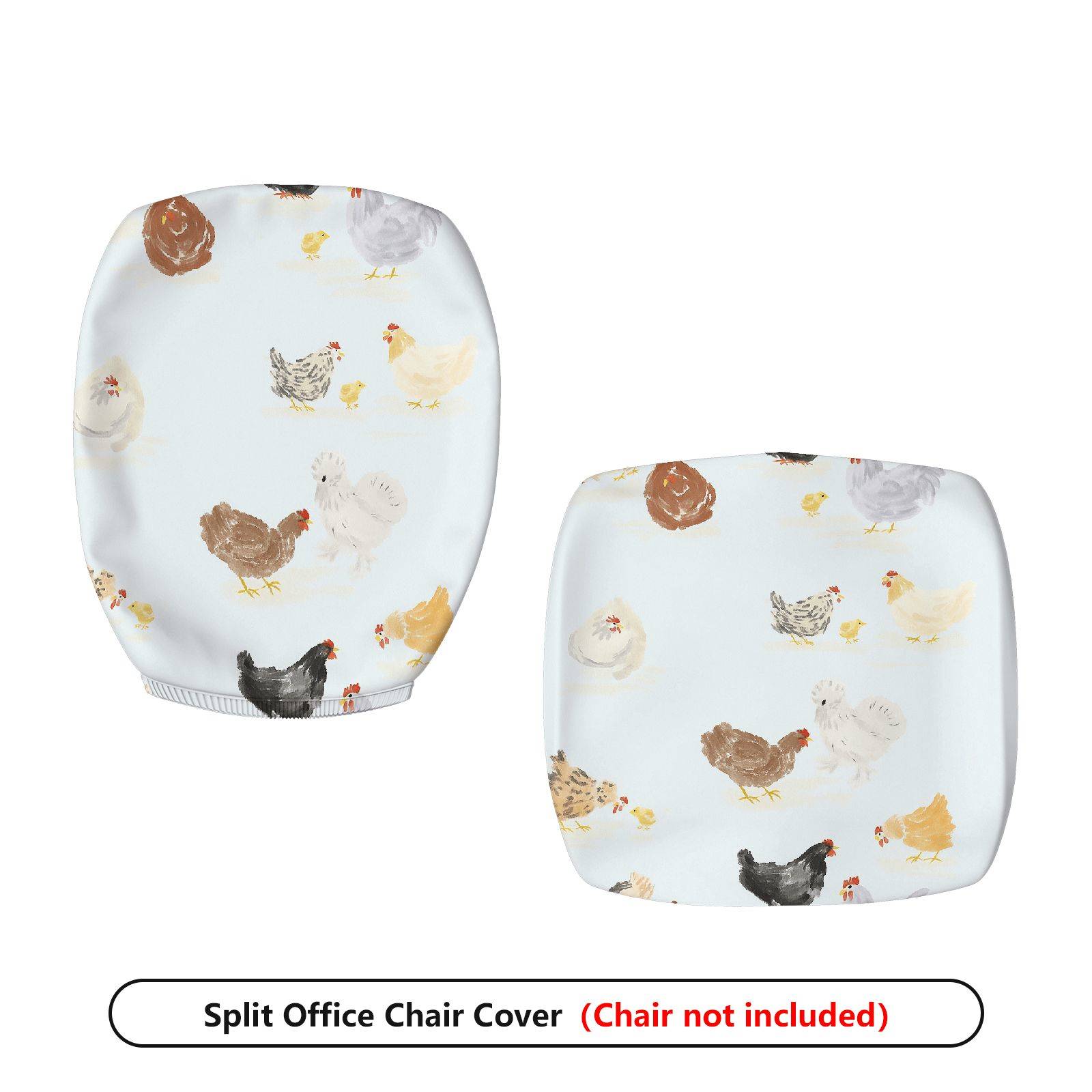 2-Piece Animal Chicken Print  Computer Chair Cover Set, Seat and Backrest