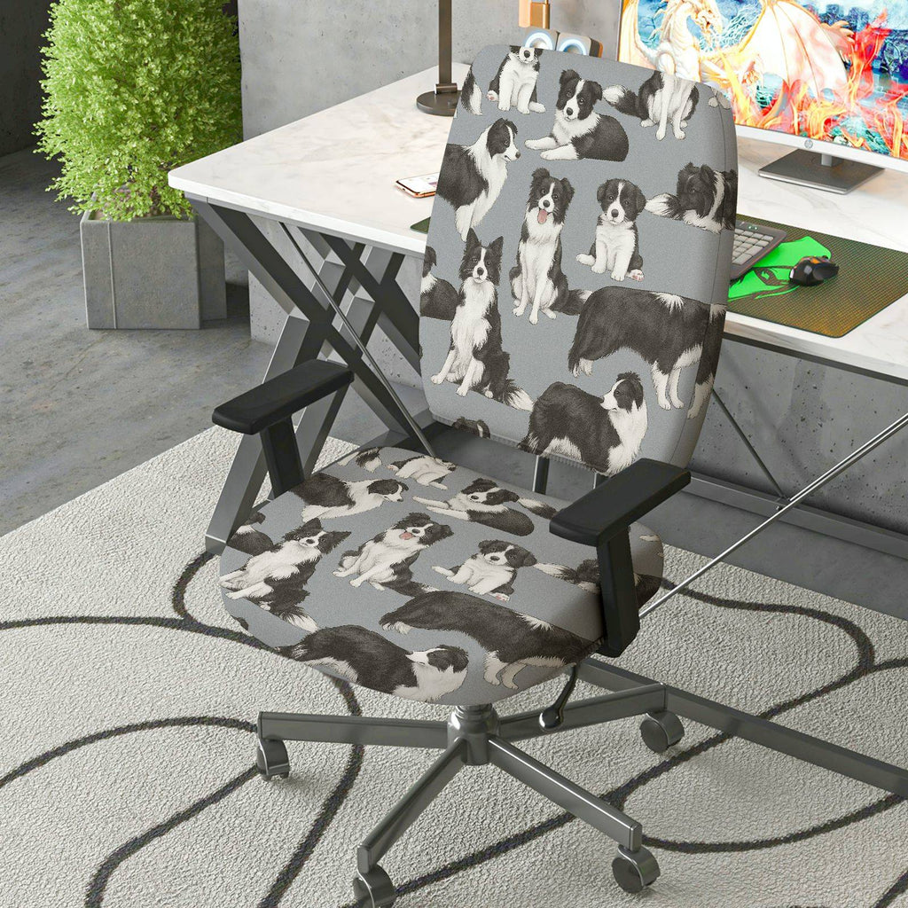 2-Piece Animal Dog Pattern Pet Lover Home  Computer Chair Cover Set, Seat and Backrest