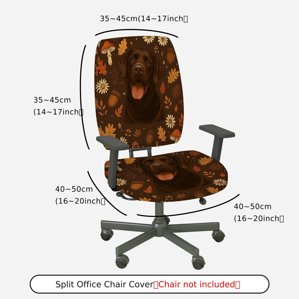 2-Piece Autumn Dog Flower Mushroom Acorn Leaf  Computer Chair Cover Set, Seat and Backrest