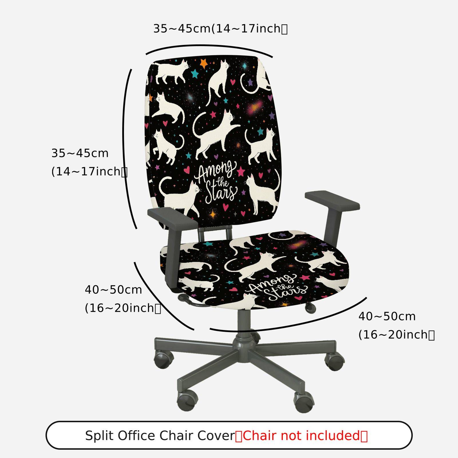 2-Piece Astronaut Cat Starry Night Galaxy Space Universe  Computer Chair Cover Set, Seat and Backrest
