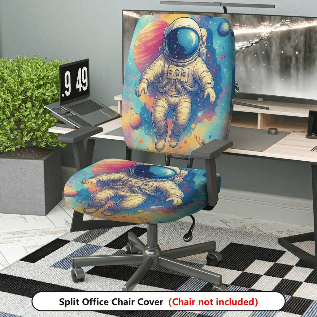 2-Piece Astronaut Space Galaxy Star Universe  Computer Chair Cover Set, Seat and Backrest