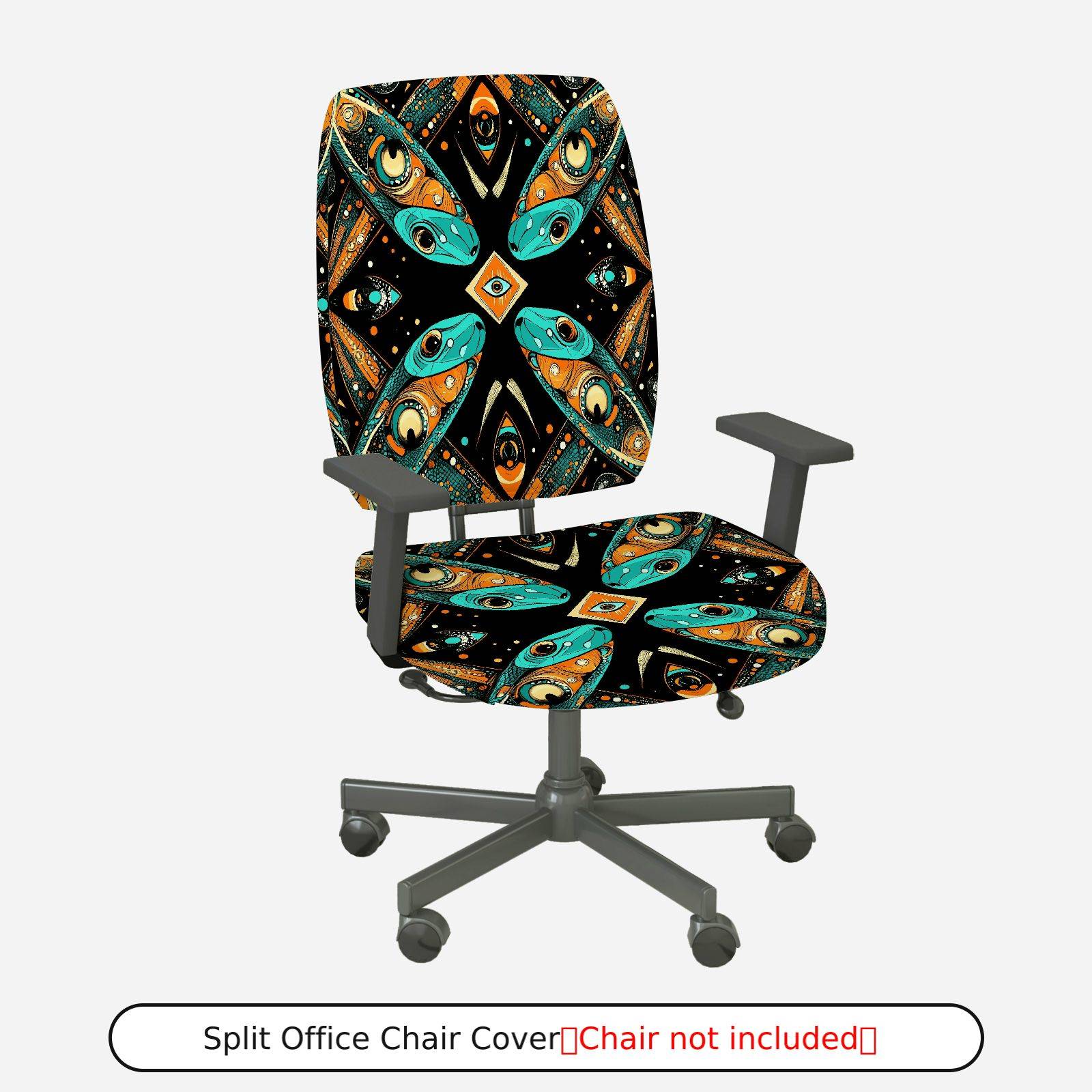 2-Piece Decorative Colorful Geometric Abstract Pattern  Computer Chair Cover Set, Seat and Backrest