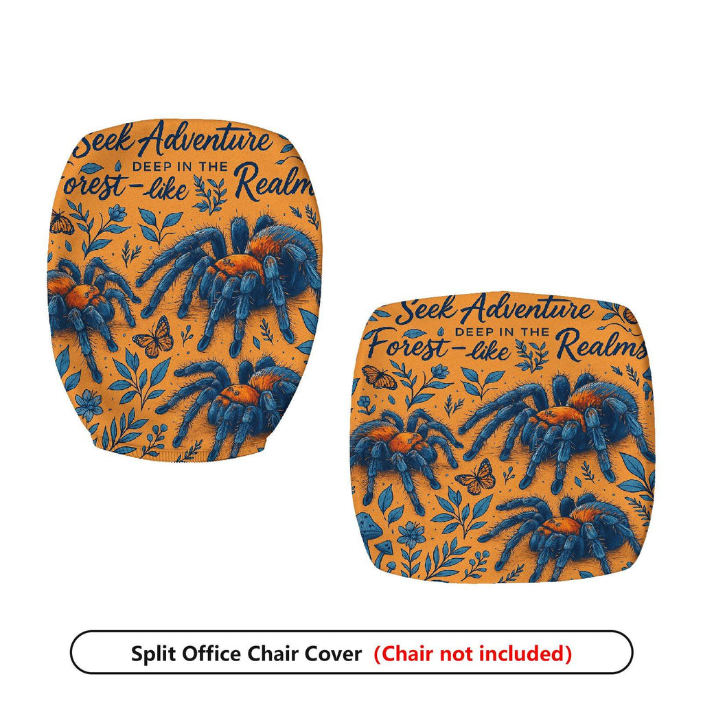 2-Piece Adventure Theme Forest Spider Pattern Halloween  Computer Chair Cover Set, Seat and Backrest